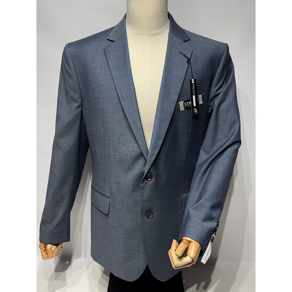 NWT $140 J. Ferrar Classic Fit Blazer Navy Blue Multi Dot Stretch Men’s Size 46R - Picture 1 of 11